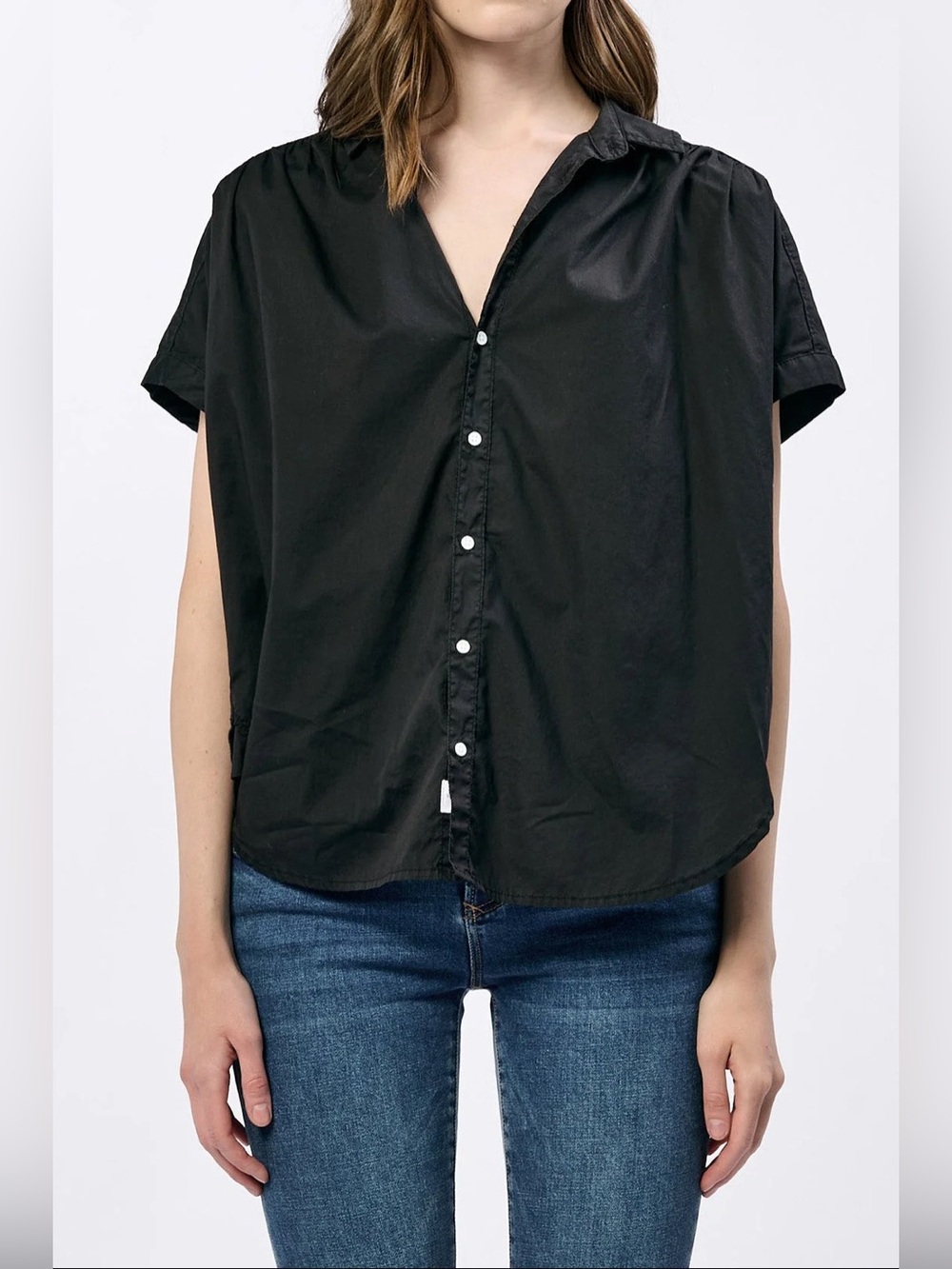 Dear John black button down shirt, BeckPoplin Shirt, short sleeve size small, S